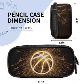 Basketball Pencil Case for Boys – Large Capacity Zipper Pen Pouch with Compartments, School Supplies Organizer for Kids, Sports Stationery Box, Back to School Gift