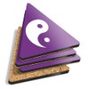 4 x Triangle Coasters - Purple Yin Yang Yoga Meditation
