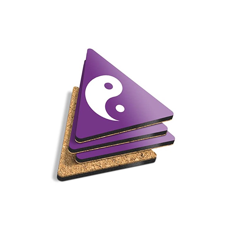 4 x Triangle Coasters - Purple Yin Yang Yoga Meditation