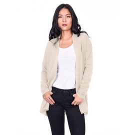 State Cashmere Lightweight Mid-Thigh Cashmere Cardigan 100% Pure Cashmere Sweater Cashmere Wraps for Women (Undyed White, Medium)