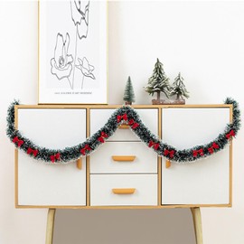 Christmas Tinsel Garland with 30 Bows, 10M/32.81Feet Christmas Shiny Tinsel Garland, Christmas Tree Garland Hanging Decorations for, Christmas Party Indoor and Outdoor Decorations ﻿