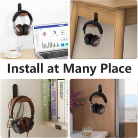 Jcurycke Headset Holder with 6cm Wide Walnut Headrest,Headphone Wall Mount Holder with Adhesive Tape and Screw, Headphone Stand for Over Ear and Gaming