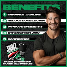 Jawz Gum Jawline Chewing Gum, 4 Pack Box, Mint, Face Slimming and Toning, Sugar Free