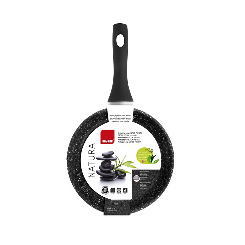 IBILI - Pfanne Natura, 26 cm, Aluminium, Anti-Haft-Beschichtung im Stein-Stil,