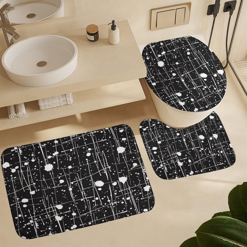 4PCS/Set Abstract Line Spot Splash Shower Curtain 72W X 72L,