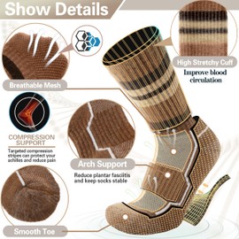 ANTSANG Merino Wool Hiking Socks for Men & Women Thermal Warm Winter Thick Cozy Athletic Crew Work Boot Gift Socks Stocking Stuffers 5 Pairs(Yellow Series,M)