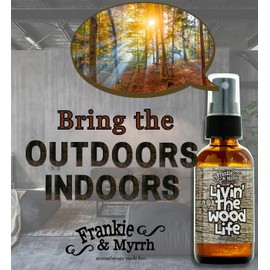 Frankie & Myrrh Livin' The Wood Life Aromatherapy Spray - Patchouli, Vanilla, Sandalwood, Cedar. Relaxation and Meditation Essential Oil Freshwater Mist. 100% Pure Oils.