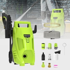 Pressure Washer Jet Wash, 1100W Electric Jet Washer Garden Washer Cleaner,Portable Power Washer with 55 Bar/7M Pipe,Garden Tools Patio Washers with 3-in-1 Jet Nozzle for Courtyard/Motorbikes(Green)