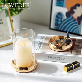 Glass Pillar Hurricane Candle Holders: 1Pc Gold Clear Pillar Candle Holder Glass Hurricane Candle Holder Modern Candle Stand Decorative Candle Holders for Mantel Christmas Wedding Home Decor