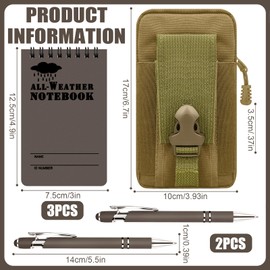 Augacage 6 Piece Waterproof Notebook All Weather Police Waterproof Notepad 3x5 Inch Pocket Notebook with Waterproof Weatherproof Pen and Cover for Outdoor Activities Recording (Brown)