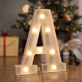 QEOCP Light Up Letter A, LED Marquee Sign 26 Letters and 10 Numbers, Battery Powered Alphabet Sign Light for Night Lights, Weddings, Birthdays, Parties, Holiday Lights or Home Decoration (Warm White)