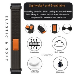 PCAVO Trail Loop Nylon Band for Garmin Fenix 5 6 7 Pro Solar Quick fit 22 Elastic Nylon Replacement Strap for Garmin Forerunner 935 745 965 955 Epix Pro Gen 2 47 Orange