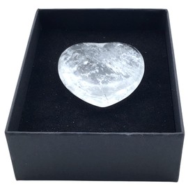 Steinfixx® - Large gemstone heart in gift box, thank you, healing stone, lucky stone, chakra stone, pocket stone, massage stone, gift for loved ones (rock crystal)