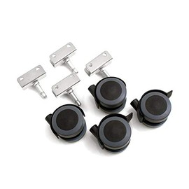 Design61 Furniture castors with U-mount in aluminium silver for 22 mm wide plates, floor protection castors with lock, plate shoes with pin (4 pieces)