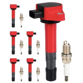 ATBIZZLE Ignition Coil Packs and Iridium Spark Plugs Fits for Acura MDX Honda Pilot Ridgeline Saturn Vue 3.5L V6 2003 2004 2005 2006 2007 2008, UF400 UF512 C1460 9807B-5517W, Set of 6, Red
