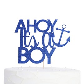 Decoración para pastel de bebé con purpurina para decoración de tartas, texto en inglés "It's A Boy", para decoración de tartas, bandera de pastel con texto en inglés "It's A Boy", accesorios para cabina de fotos, ideas únicas para baby shower
