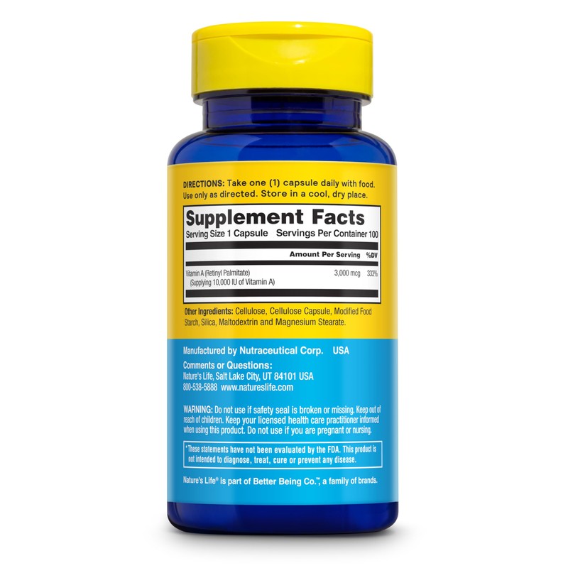 Nature's Life Vitamin A 10,000 IU | 100 ct