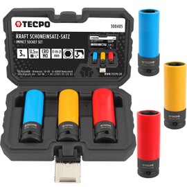 TECPO Kraft Protective Inserts 3-Piece Aluminium Rims Nut Set Socket Spanner Set Sockets SW 17 mm 19 mm 21 mm