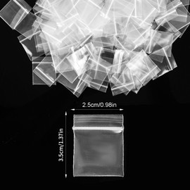 Pack of 200 Mini Ziplock Bags Zip Bags 25 mm x 35 mm Plastic Bags Zip Resealable Poly Bags Quick Release Bags
