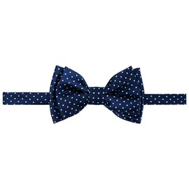 Retreez Modern Mini Polka Dots Woven Microfiber Pre-tied Boy's Bow Tie - Navy Blue with Light Blue Dots - 24 months - 4 years