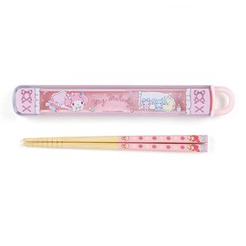 Sanrio 879096 SANRIO Chopsticks & Case Set, Antibacterial, Name Stickers, Made in Japan, My Melody, Character