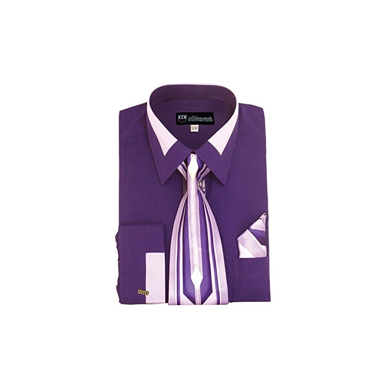Milano Moda High Fashion Dress Shirt with Contrast Design Tie,