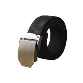 sourcing map Men Canvas Automatic Buckle Adjustable Holeless Belt Width 1 1/2" Black