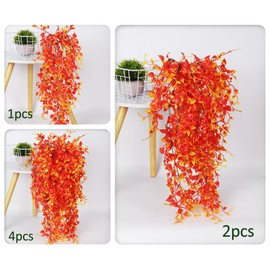 Artificial Hanging Plants Fall Garland 4Pcs Faux Hanging Plant 33 Inch Fake Ivy Vine Fall Leaves Garlands Greenery UV Resistant Indoor Outdoor Porch Garden Home Office Autumn Thanksgiving Party Décor
