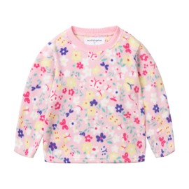 Mud Kingdom Girls Pajama Set Polar Fleece Pull on Nightwear for Todder Girl Long Sleeve Loungewear Flower Print Pink 4 Years