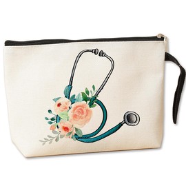 Nurse Gifts Nursing Cosmetic Bag Nurse Appreciation Gifts Nurse Practitioner Gifts for Women Nursing Student Registered Nurse Toiletry Bag Nurses Day Graduation Birthday Nurse Bag Floral Makeup Bag