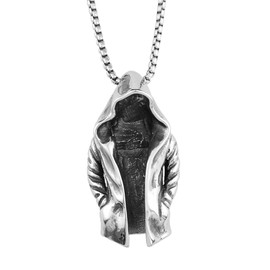 EENSYWEENSY Gothic Wizard Cloak Necklace - Cool Stainless Steel Cape Pendant - Grim Reaper Cosplay Jewelry Costume for Men