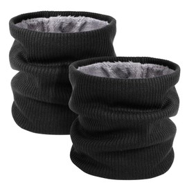 Neck Warmer Thermal Snoods for Men Gift Windproof Women Thick Fleece Knit Neck Gaiter Scarf for Skiing Cycling Motocycle (black, One Size)