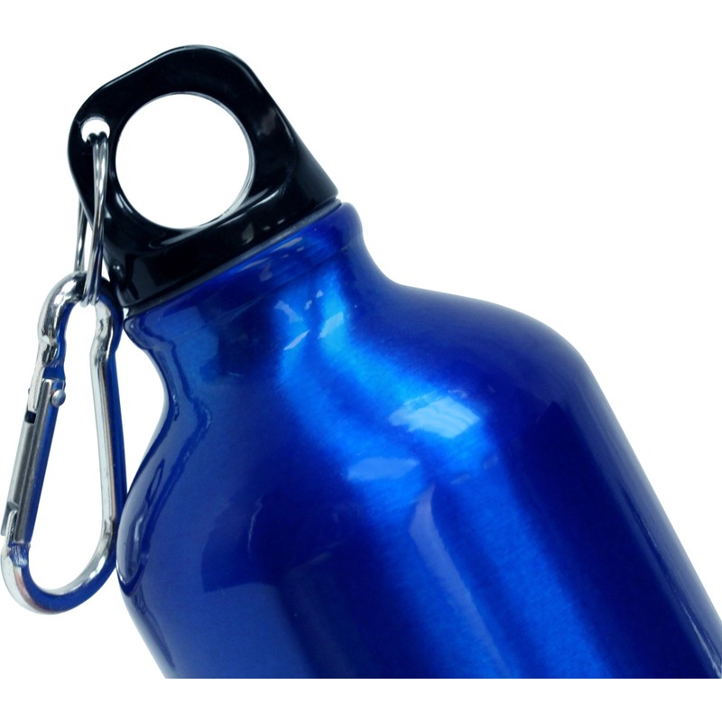 Aluminium Drinking Water Bottle with Screw cap and Carabiner, 400ml