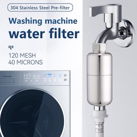 Generic Durable 304 Stainless Steel Whole House Washing Machine Sediment Filter - BPA-Free, Maintenance-Free Inline Filter with Stainless Steel Lids for Improved Laundry and General Home Use, T45-4