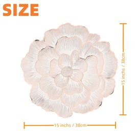 Fenyya Gold Round Placemat Set of 4 Modern Table Mats Floral White Washable Non-Slip Heat-Resistant Table Place Mats for Dinner Party Wedding Christmas Thanksgiving Holiday Decor (4, Rose Gold)