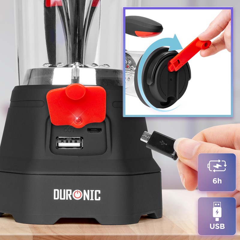 Duronic Hurricane Campinglampe | Camping Laterne wiederaufladbar mit Handkurbel oder