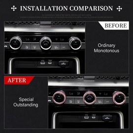 LECART for Honda Civic Accessories 11th Gen 2022 20223 2024 CR-V 2023 2024 Air Temperature AC Volume VOL Knob Cover Aluminum Alloy Decal Car Interior Decoration Trims Red 4Pcs