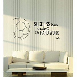 Vinyl Wall Decal Soccer Success Quote Sports Motivational Phrase Words Stickers Mural Large Decor (ig6148) Black