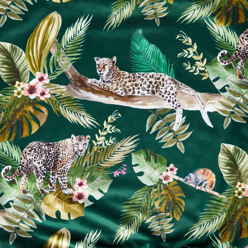 Evans Lichfield Jungle Leopard Cushion Cover, Green, 43 x 43cm