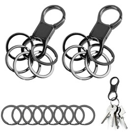 Tikplus Key Ring, Key Clip with Key Ring, Metal Keychain Organiser, Carabiner Key Holder, Car Key Ring Closure, Key Ring, black, S