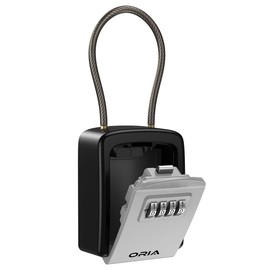 ORIA Key Lock Box, 4 Digit Combination Lock Box Key Safe Box, 5 Keys Capacity with Removable Chain for Indoor Outdoor Use