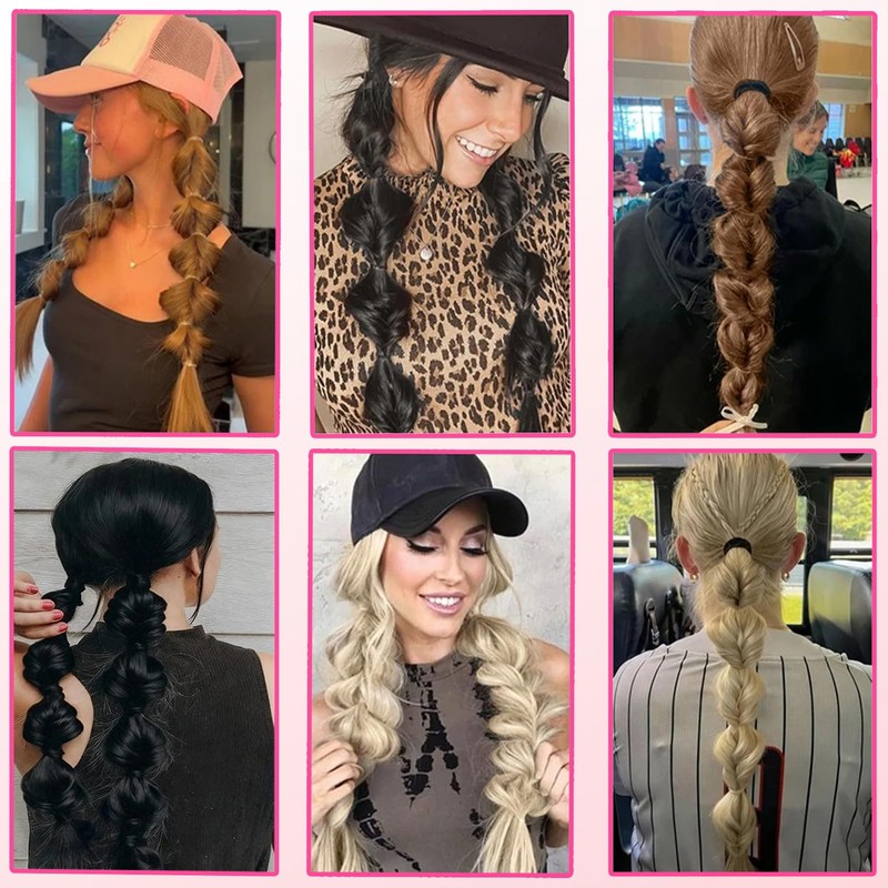 Bubble Braid Ponytail Extensions with Elastic Hair Tie 20 Inch