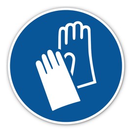 Use Hand Protection, Mandatory Sign: M009 - DIN EN ISO 7010 / ASR A1.3 - Sticker: Diameter 20 cm, Pack of 1