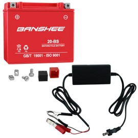 Banshee YTX20-BS AGM Battery and Charger – Compatible with Polaris 800 PRO-RMK 155 Terrain Dominator (2015–2015) – 310 CCA – Sealed, Maintenance-Free High Performance