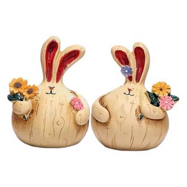 Ciieeo 2pcs Vintage Resin Figurine Decorative Ornament for Home Cafe Wedding and Party Charming Bunny Sculpture for Shelf Desktop Window Display