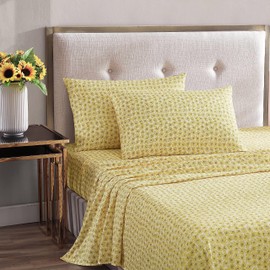 Betsey Johnson - King Sheet Set, Soft & Lightweight Bedding, Fade & Wrinkle Resistant (Sunflower Field Yellow, King)