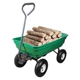 AAIN 600LB Garden Cart, Heavy Duty Green Yard & Lawn Cart with 10” Pneumatic Tires and 180° Rotating Handle, Ideal for Easy Transport of Tools, Soil, and Outdoor Supplies”
