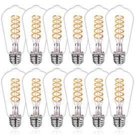Tiadio ST19/ST58 LED Edison Bulbs, Warm White 2700K Vintage Light Bulbs, E26 6W Led Bulb Dimmable 600LM, Antique Decorative Filament LED Bulb for Bedroom Office Fan Lights Ceiling Fixtures 12 Pack