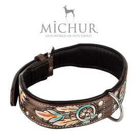 Michur Halona Leather Dog Collar, Leather Dog Collar, Indian Black Brown, Available in Various Sizes