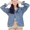 Saukiee Oversized Denim Jacket Distressed Boyfriend Jean Coat Jeans Trucker